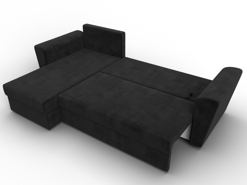 Диван угловой Амстердам Лайт левый угол, Велюр, SEVEN 35 черный