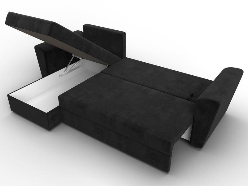 Диван угловой Амстердам Лайт левый угол, Велюр, SEVEN 35 черный