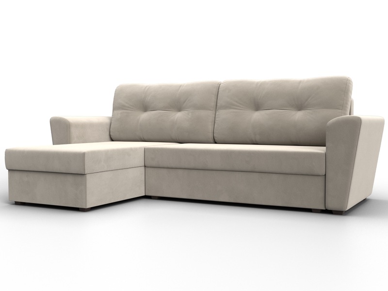 Диван угловой Амстердам Лайт левый угол, Микровельвет, Бежевый