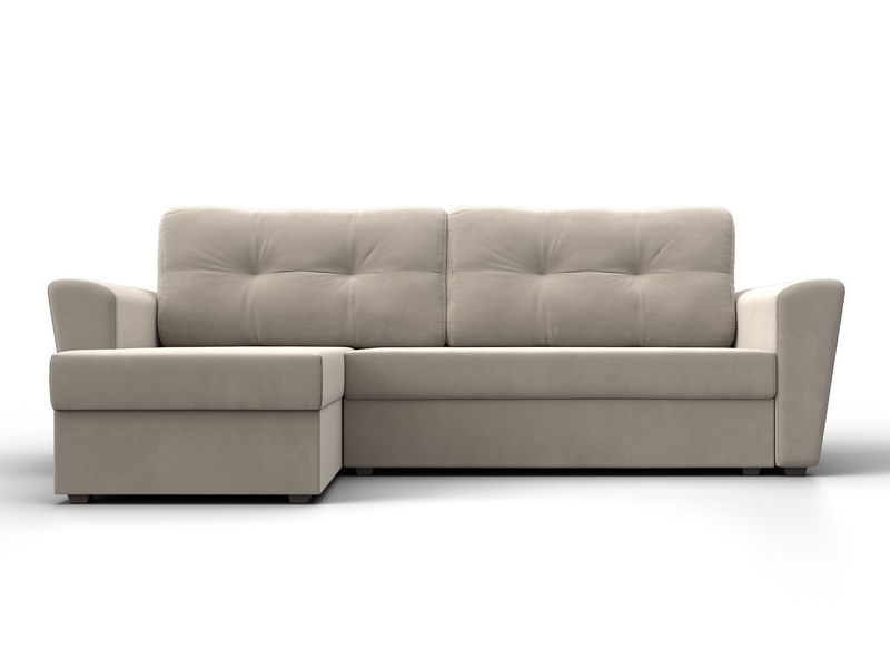 Диван угловой Амстердам Лайт левый угол, Микровельвет, Бежевый