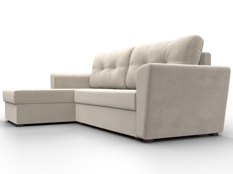 Диван угловой Амстердам Лайт левый угол, Микровельвет, Бежевый