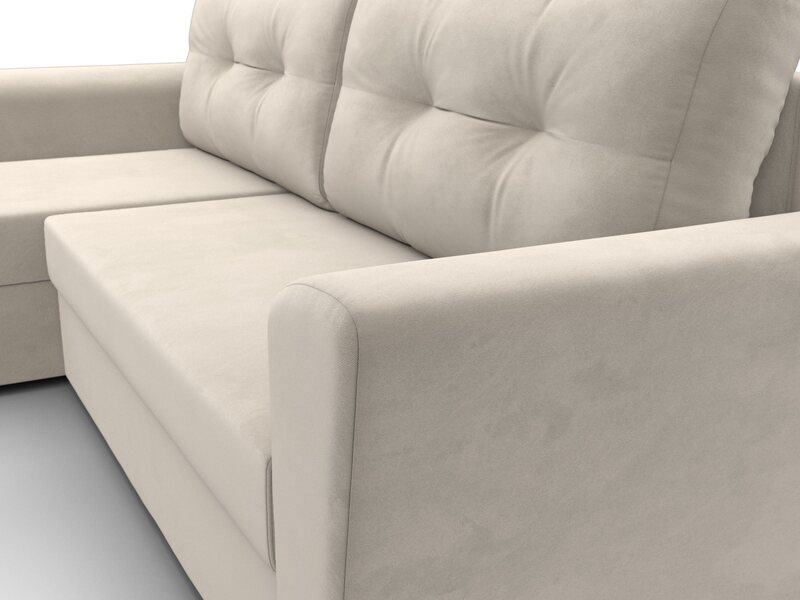 Диван угловой Амстердам Лайт левый угол, Микровельвет, Бежевый