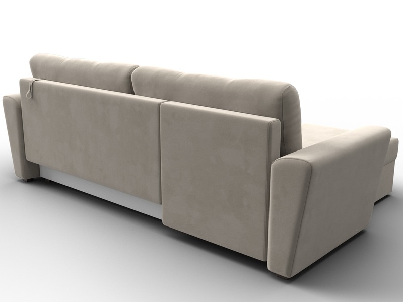 Диван угловой Амстердам Лайт левый угол, Микровельвет, Бежевый