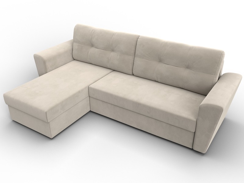 Диван угловой Амстердам Лайт левый угол, Микровельвет, Бежевый