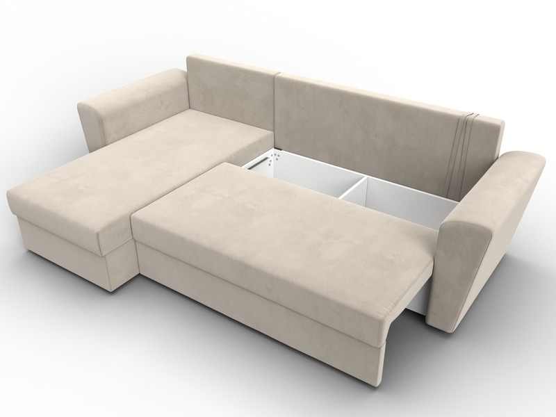 Диван угловой Амстердам Лайт левый угол, Микровельвет, Бежевый