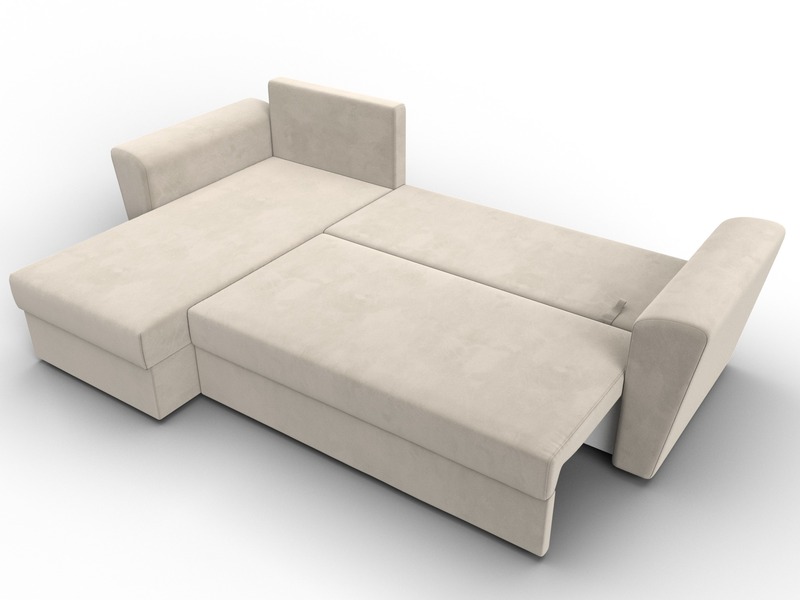 Диван угловой Амстердам Лайт левый угол, Микровельвет, Бежевый