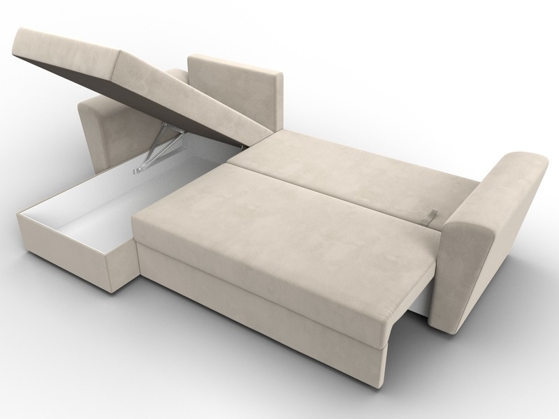 Диван угловой Амстердам Лайт левый угол, Микровельвет, Бежевый