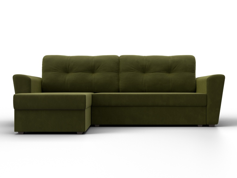 Диван угловой Амстердам Лайт левый угол, Микровельвет, Зеленый