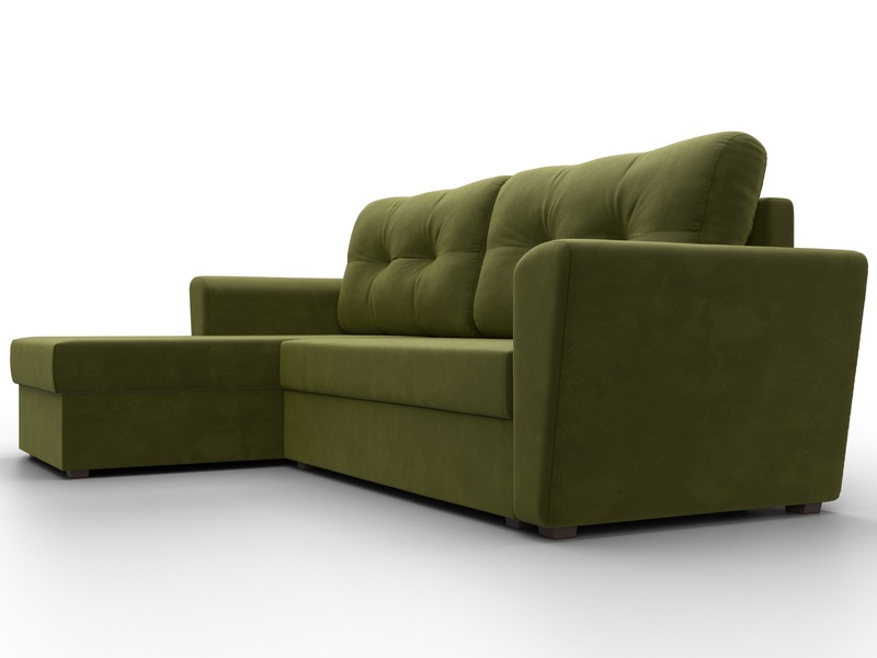 Диван угловой Амстердам Лайт левый угол, Микровельвет, Зеленый