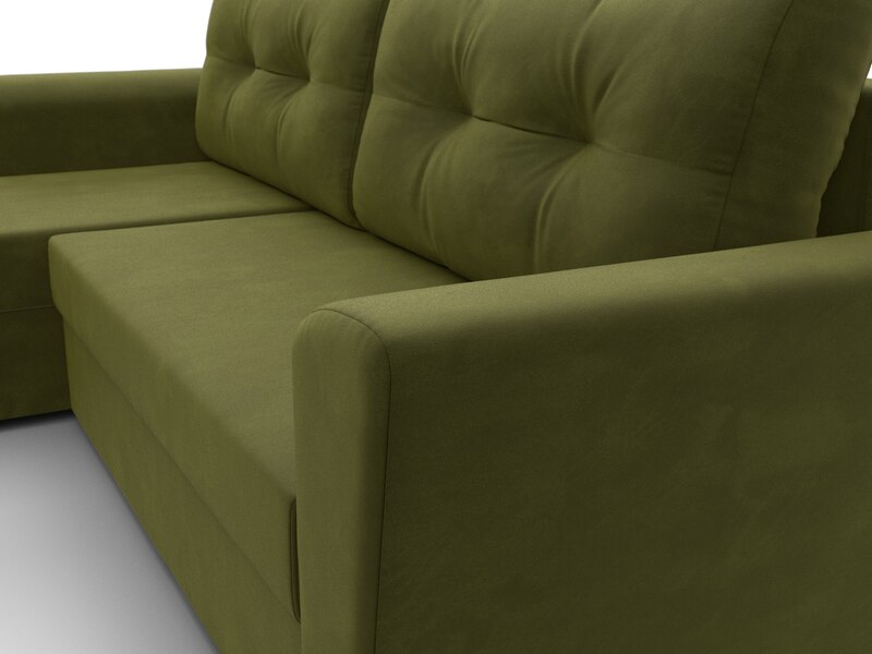 Диван угловой Амстердам Лайт левый угол, Микровельвет, Зеленый