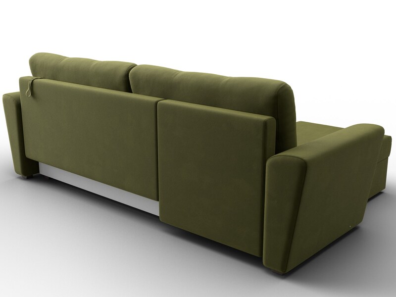 Диван угловой Амстердам Лайт левый угол, Микровельвет, Зеленый