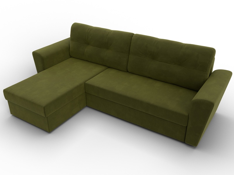 Диван угловой Амстердам Лайт левый угол, Микровельвет, Зеленый