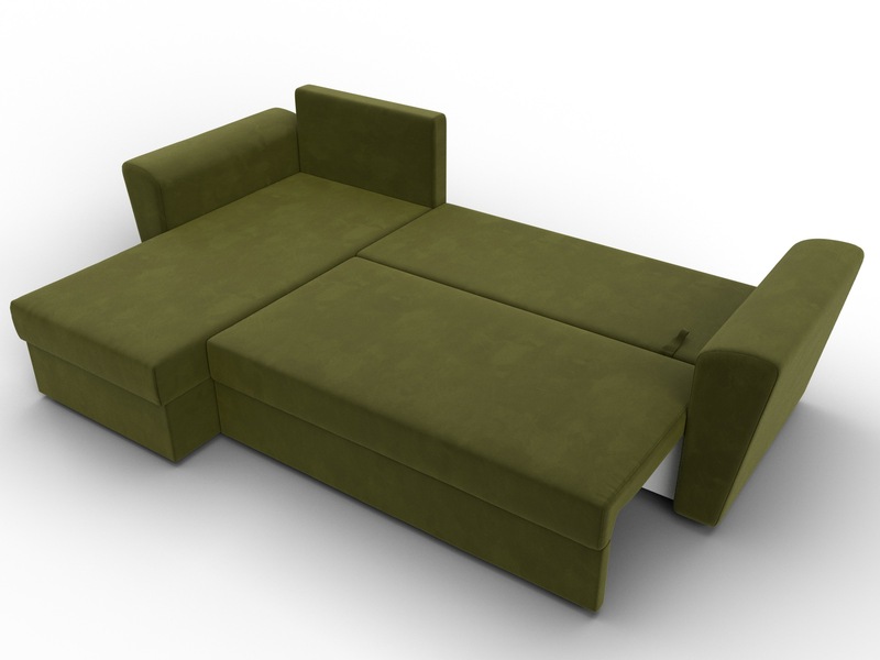 Диван угловой Амстердам Лайт левый угол, Микровельвет, Зеленый