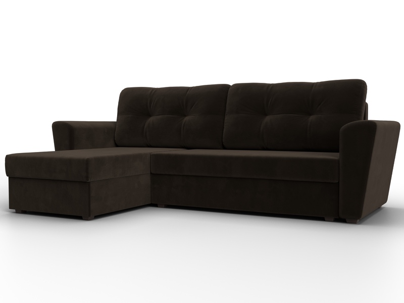 Диван угловой Амстердам Лайт левый угол, Микровельвет, Коричневый