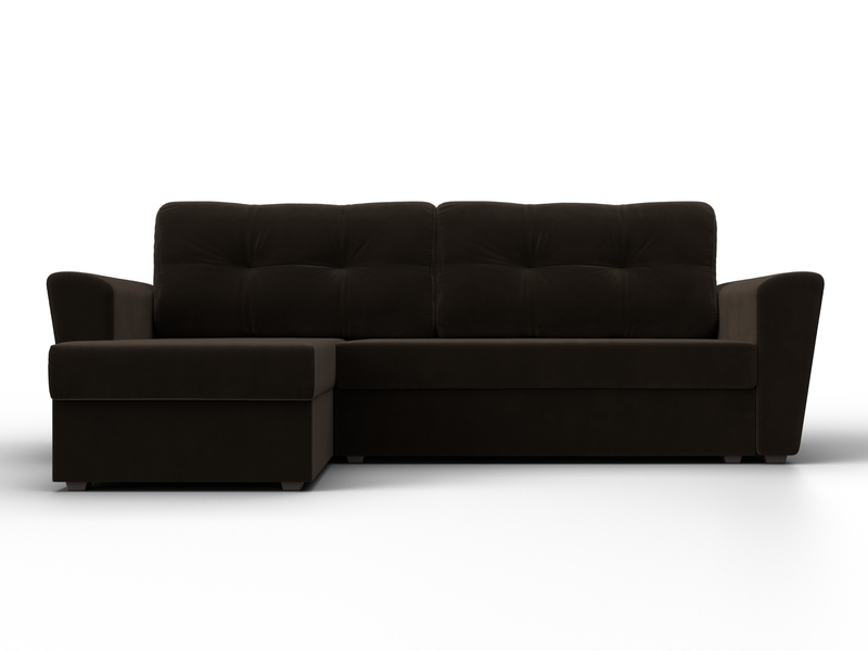 Диван угловой Амстердам Лайт левый угол, Микровельвет, Коричневый