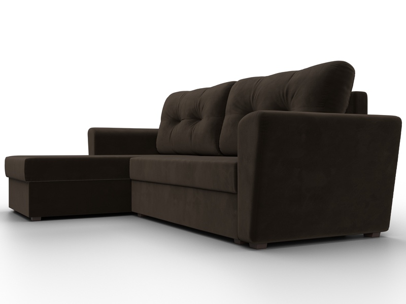 Диван угловой Амстердам Лайт левый угол, Микровельвет, Коричневый