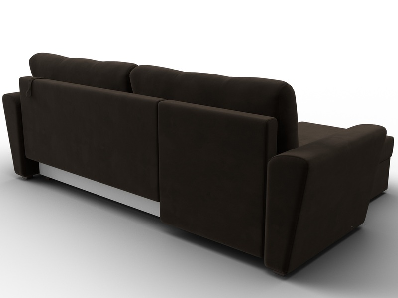 Диван угловой Амстердам Лайт левый угол, Микровельвет, Коричневый