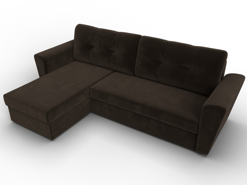 Диван угловой Амстердам Лайт левый угол, Микровельвет, Коричневый