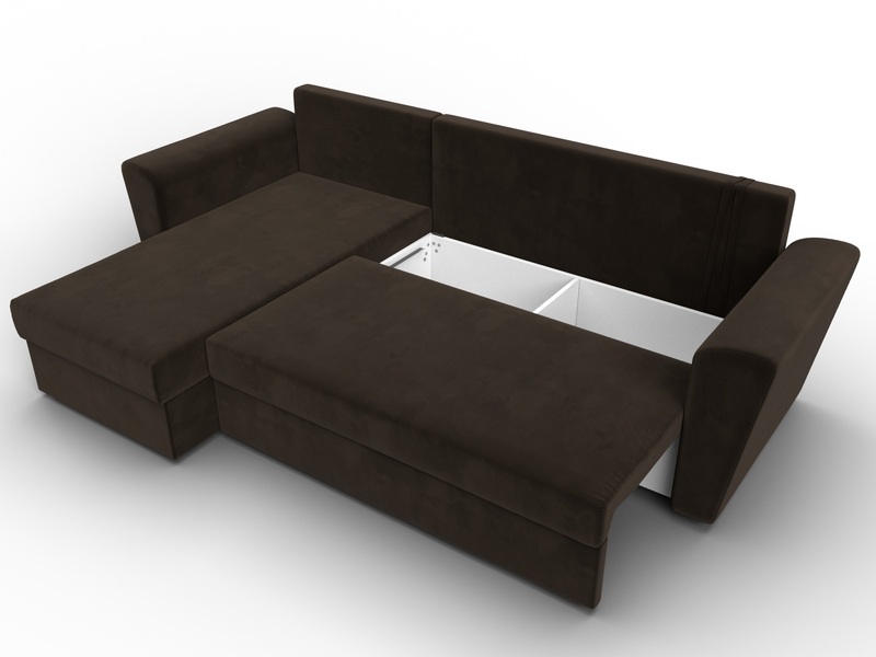 Диван угловой Амстердам Лайт левый угол, Микровельвет, Коричневый