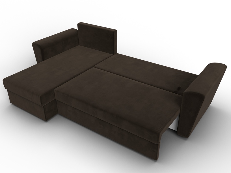 Диван угловой Амстердам Лайт левый угол, Микровельвет, Коричневый
