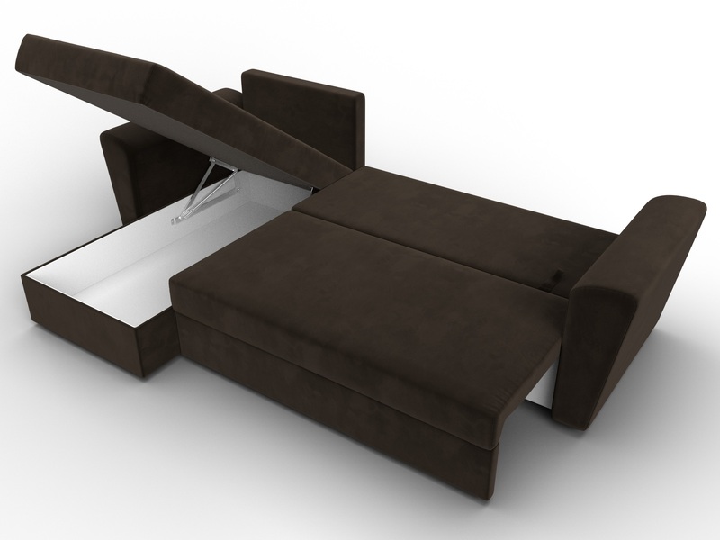 Диван угловой Амстердам Лайт левый угол, Микровельвет, Коричневый