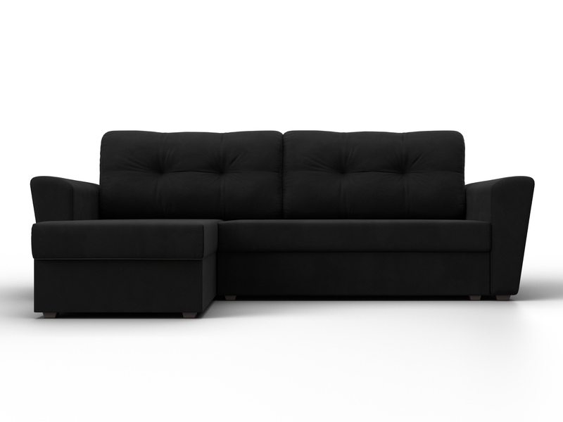Диван угловой Амстердам Лайт левый угол, Микровельвет, Черный