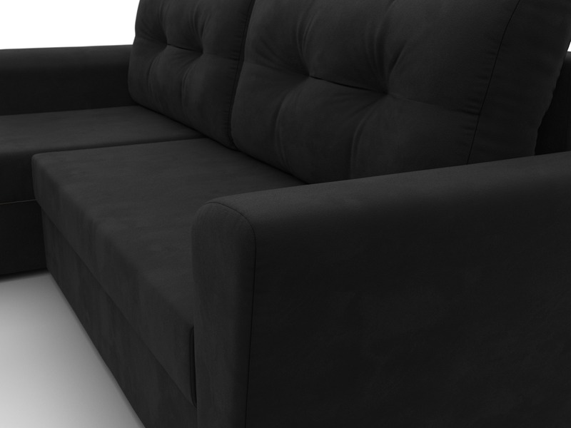 Диван угловой Амстердам Лайт левый угол, Микровельвет, Черный