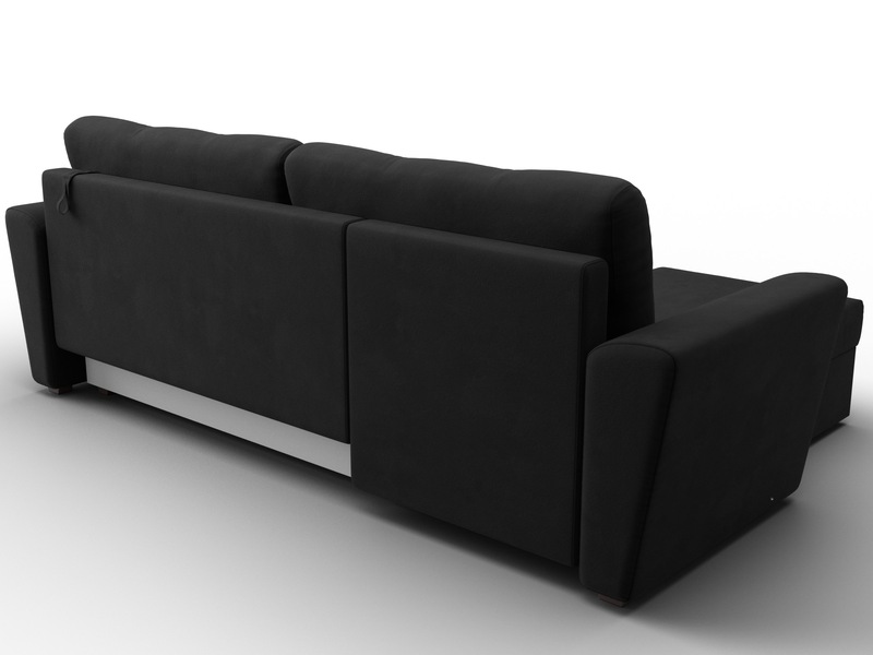 Диван угловой Амстердам Лайт левый угол, Микровельвет, Черный