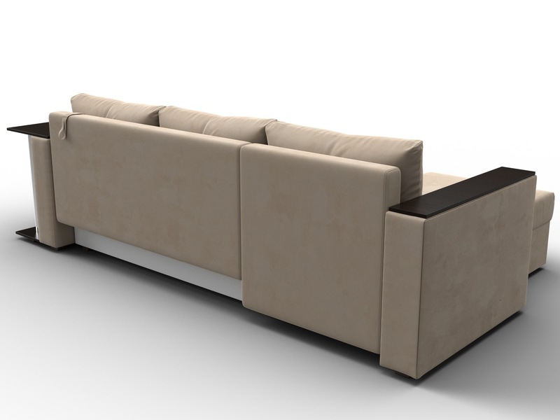 Диван угловой Атланта со столом левый угол, Велюр, SEVEN 729 бежевый