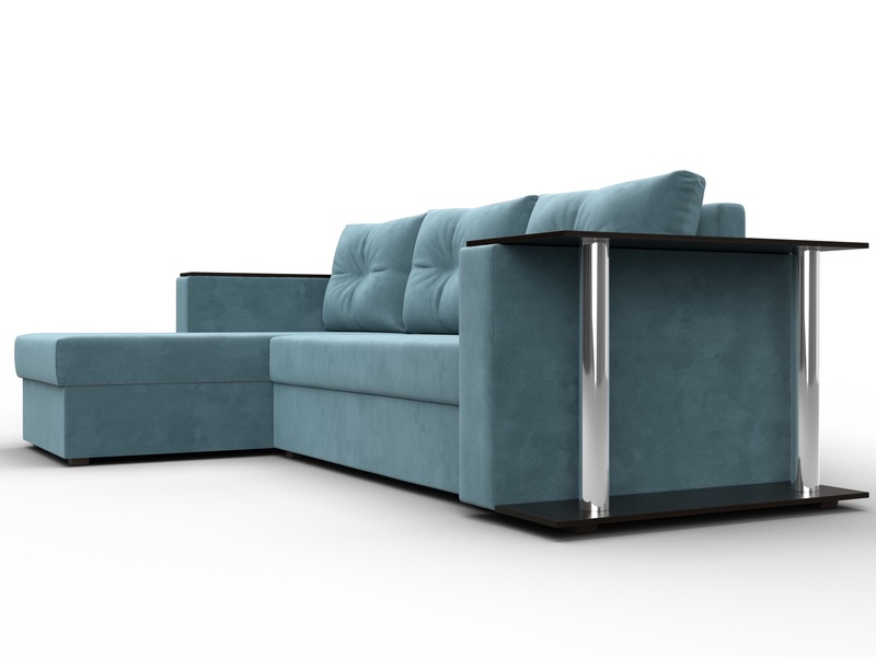 Диван угловой Атланта со столом левый угол, Велюр, SEVEN 113 бирюзовый