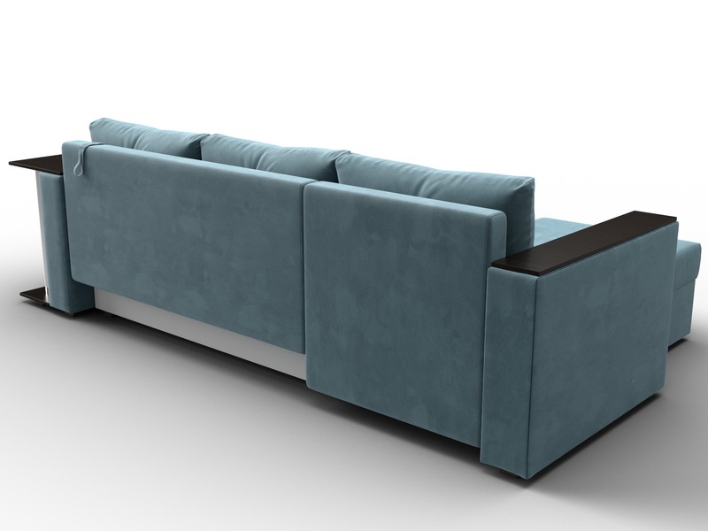 Диван угловой Атланта со столом левый угол, Велюр, SEVEN 113 бирюзовый