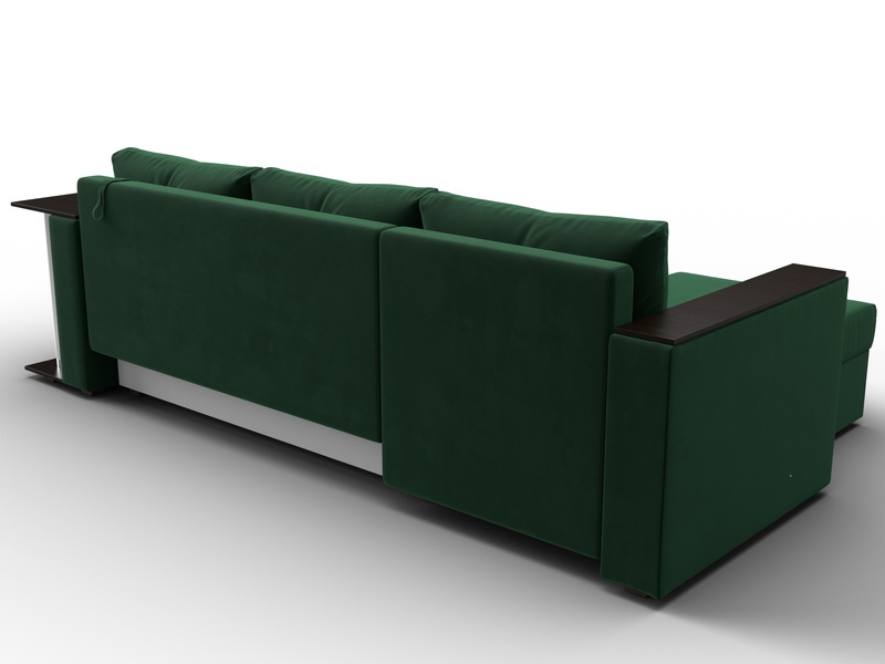 Диван угловой Атланта со столом левый угол, Велюр, SEVEN 626 зеленый