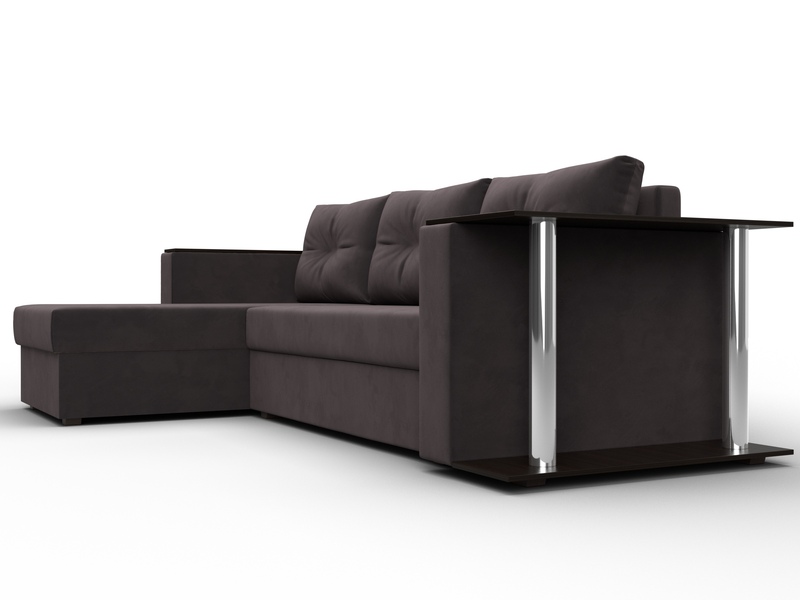 Диван угловой Атланта со столом левый угол, Велюр, SEVEN 727 коричневый