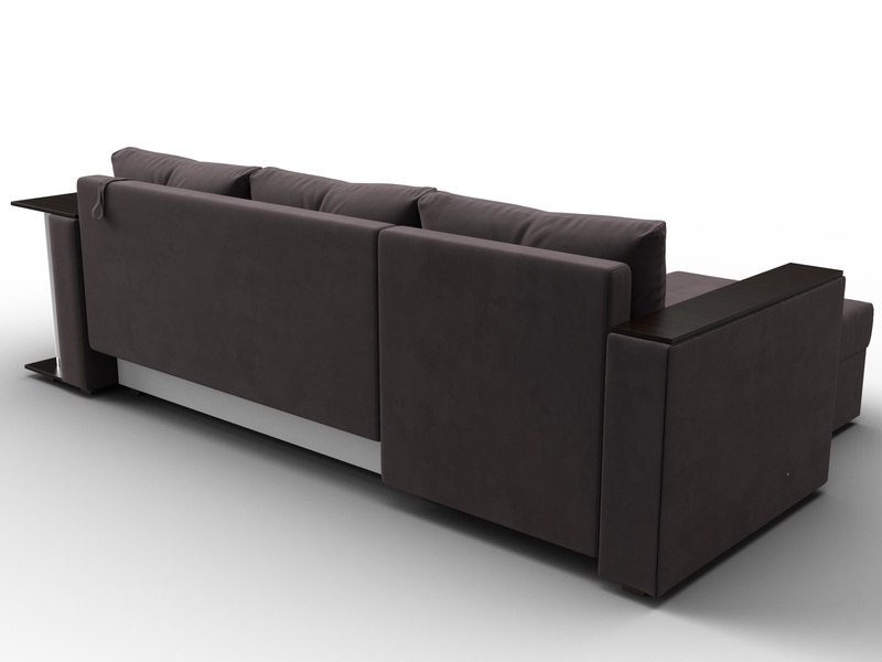 Диван угловой Атланта со столом левый угол, Велюр, SEVEN 727 коричневый