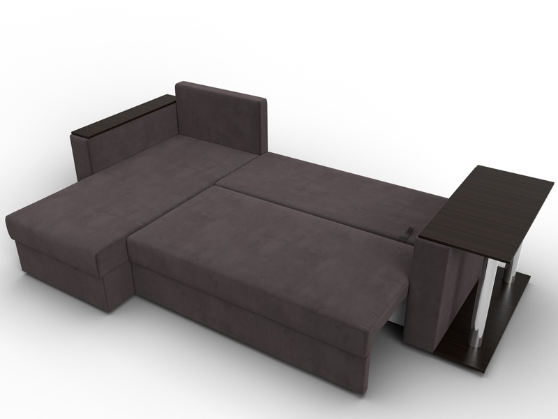 Диван угловой Атланта со столом левый угол, Велюр, SEVEN 727 коричневый