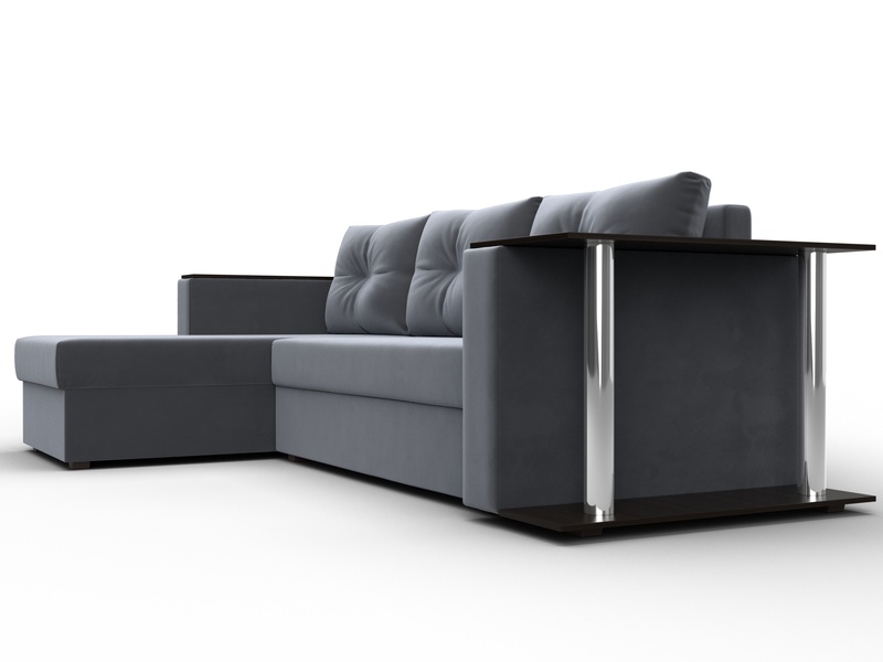 Диван угловой Атланта со столом левый угол, Велюр, SEVEN 17 серый