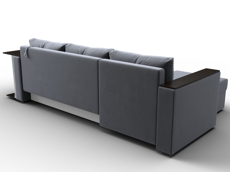 Диван угловой Атланта со столом левый угол, Велюр, SEVEN 17 серый