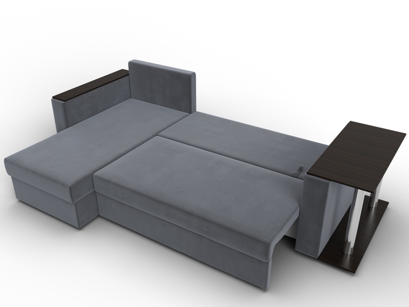 Диван угловой Атланта со столом левый угол, Велюр, SEVEN 17 серый