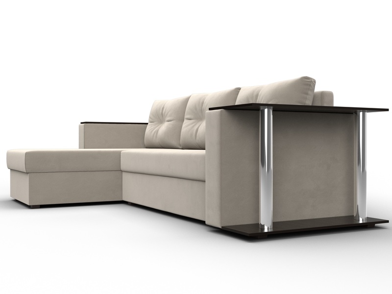 Диван угловой Атланта со столом левый угол, Микровельвет, Бежевый