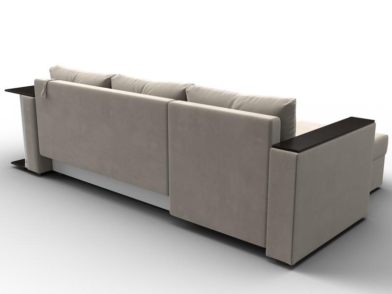 Диван угловой Атланта со столом левый угол, Микровельвет, Бежевый