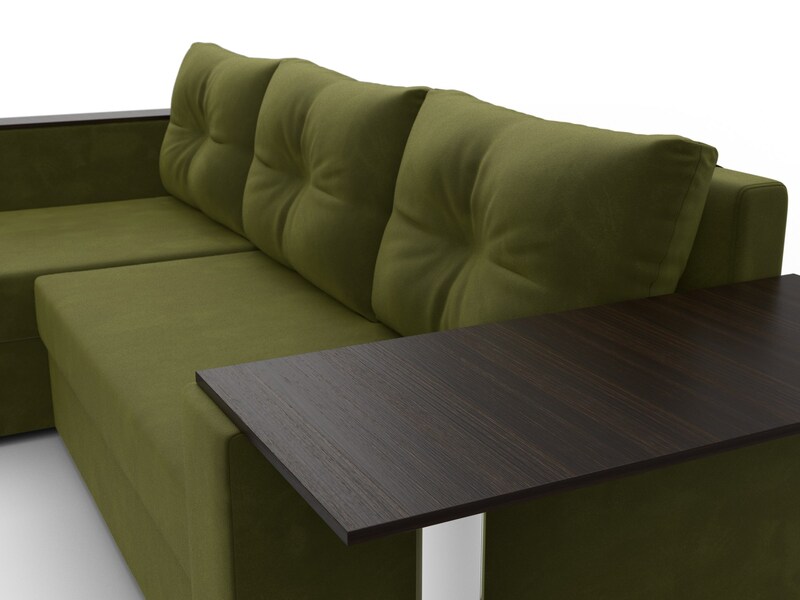 Диван угловой Атланта со столом левый угол, Микровельвет, Зеленый