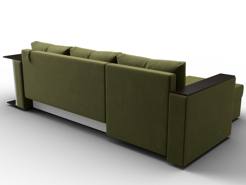 Диван угловой Атланта со столом левый угол, Микровельвет, Зеленый