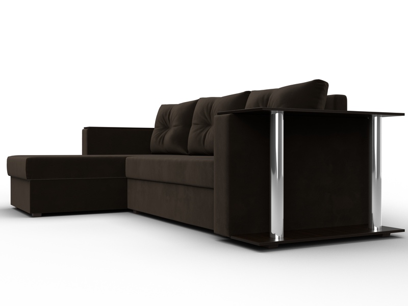 Диван угловой Атланта со столом левый угол, Микровельвет, Коричневый