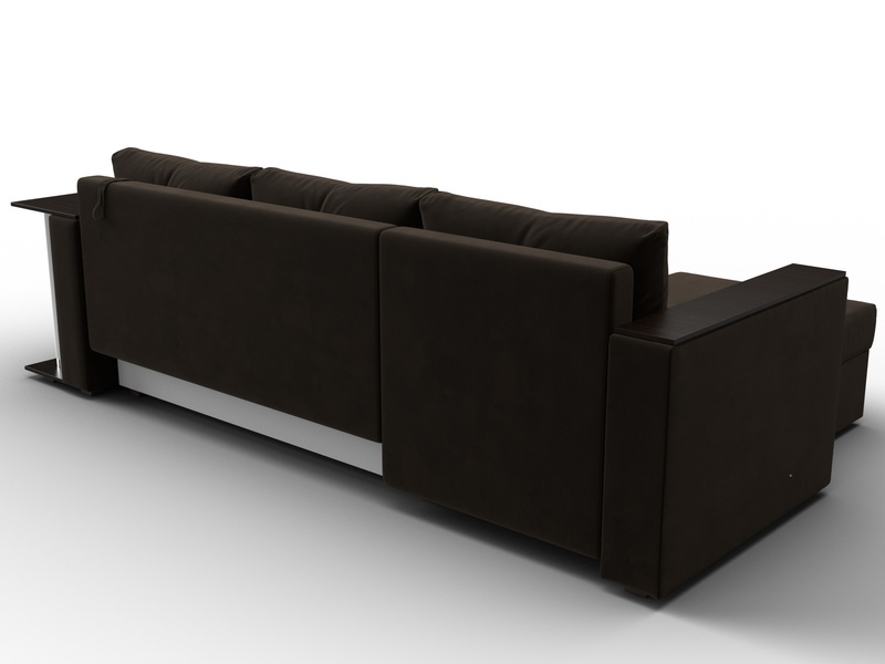 Диван угловой Атланта со столом левый угол, Микровельвет, Коричневый