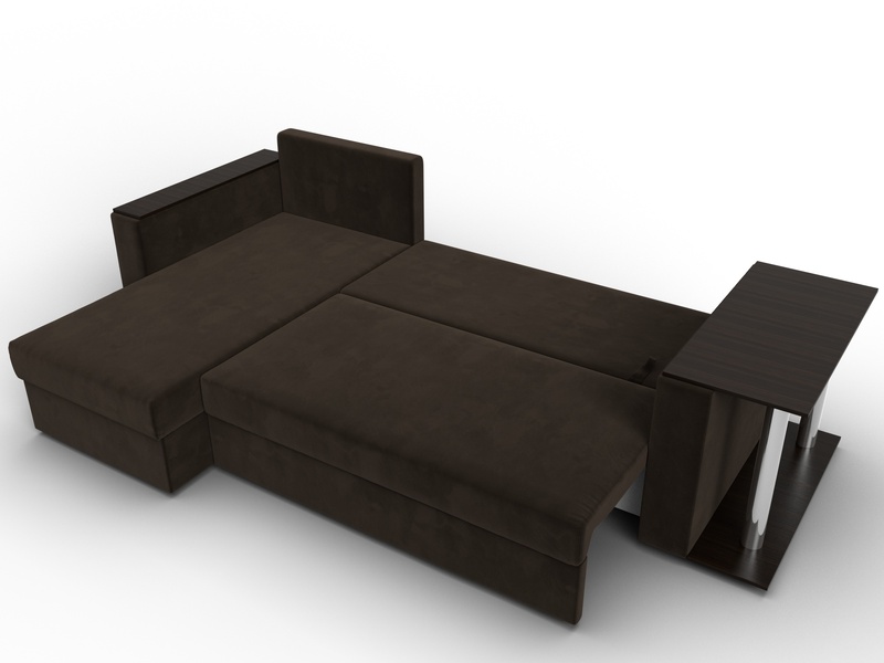 Диван угловой Атланта со столом левый угол, Микровельвет, Коричневый