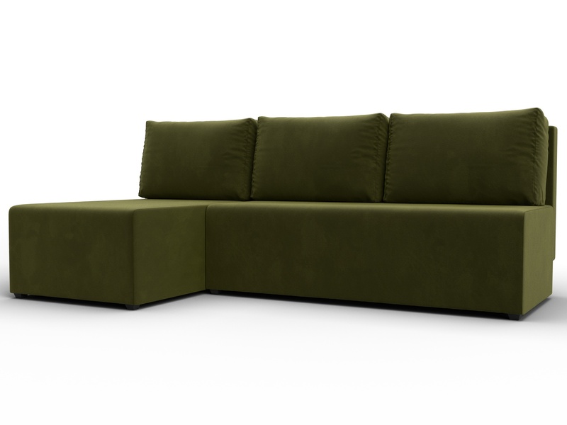 Диван угловой Поло левый угол, Микровельвет, Зеленый