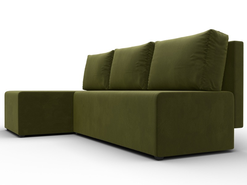 Диван угловой Поло левый угол, Микровельвет, Зеленый