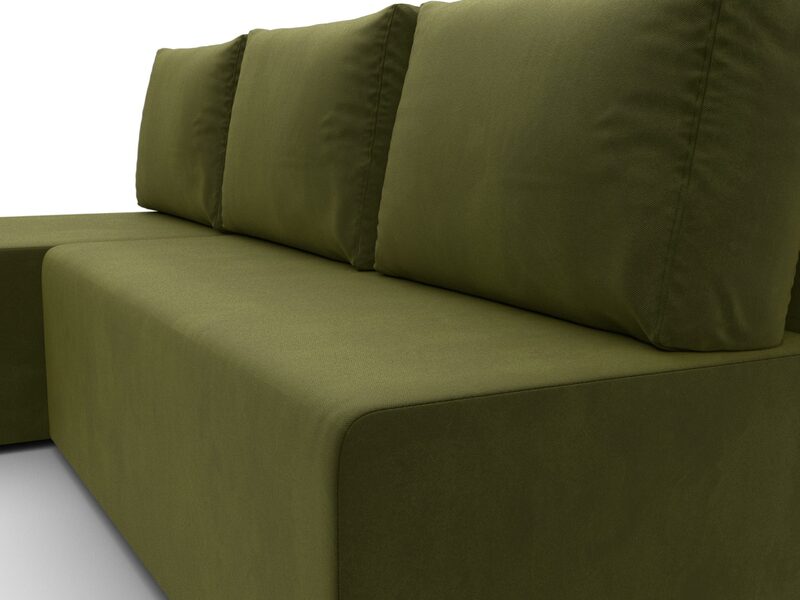 Диван угловой Поло левый угол, Микровельвет, Зеленый