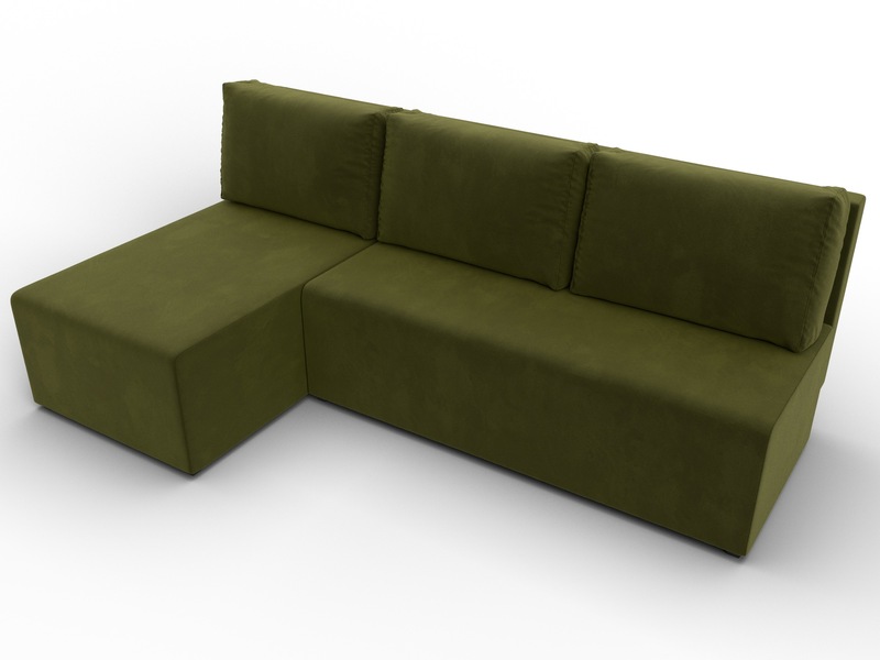 Диван угловой Поло левый угол, Микровельвет, Зеленый