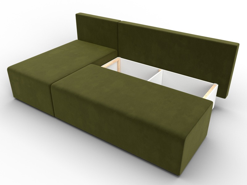 Диван угловой Поло левый угол, Микровельвет, Зеленый